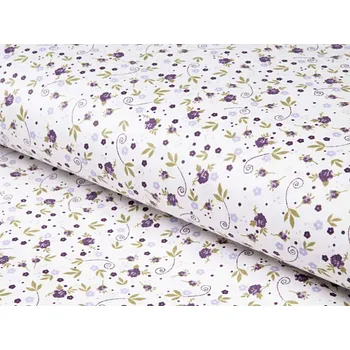 Bavlněná látka/plátno Sandra SA-004 Fialové růžičky - šířka 145 cm