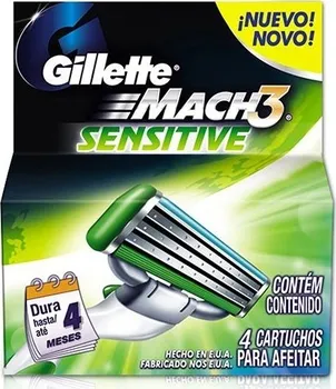 Gillette Mach3 Sensitive náhradní břity 4 ks