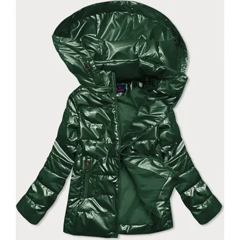 Lesklá zelená prošívaná dámská bunda (2021-04) odstíny zelené L (40)