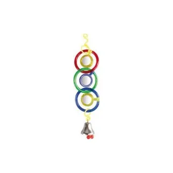 Pro ptáka Flamingo hračka akrylový závěs 20 cm s 3 zrcátky a zvonkem