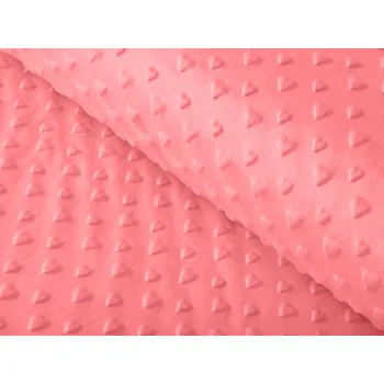 Dětská látka Minky 3D srdíčka MKS-008 Světle korálová - šířka 150 cm