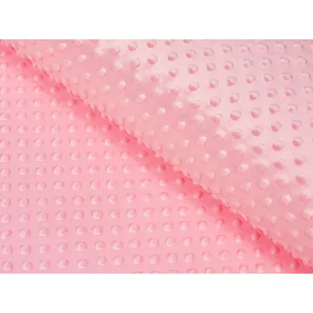 Dětská látka Minky 3D puntíky MKP-011 Světle růžová - šířka 150 cm