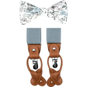 Kravata Bubibubi Motýlková sada Pastel Blue s kšandami