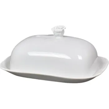 Máslenka Porcelánová máslenka s růžičkou "Bílý porcelán" na 250 g másla