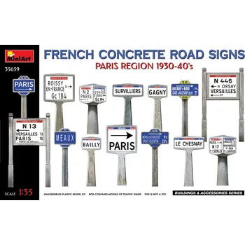 Plastikový model 1:35 French Concrete Road Signs, Paris 1930-40's
