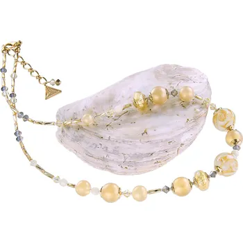 Náhrdelník Lampglas Náhrdelník Sun Rays s 24karátovým zlatem v perlách Lampglas