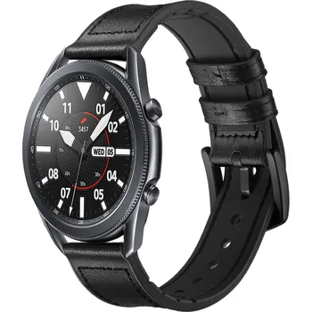 Ostatní příslušenství k chytrým hodinkám eses Sportovní kožený hladký řemínek - Černý, 20 mm