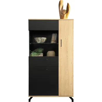 Komoda Madison - vitrína/komoda MD5 - černá/dub