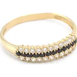 Zlatý prsten s černými a bílými kamínky 1,35g