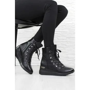 Dámská zimní obuv Camo Dámské kotníkové boty na klínku 2083-1B Velikost: 36