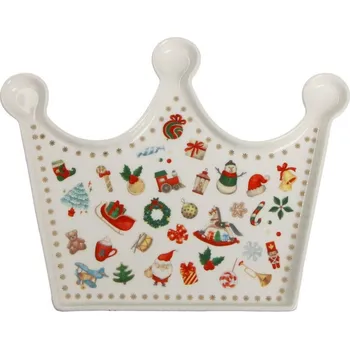 Tác ve tvaru korunky 21 cm CHICCHI E BALOCCHI BRANDANI (barva - porcelán, bílá/červená, barevná)