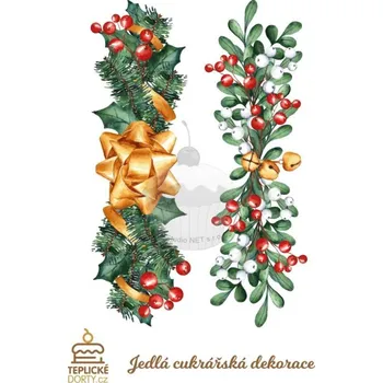 Jedlá dekorace na dort Caketools Jedlý papír "Vánoční dekorace větve 2ks" - A4