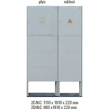 Rozvaděč Sestava HELGA 2D-N-C (APZ+ER112) plynoměrová a elektroměrová skříň pro ČEZ, E.ON v pilíři