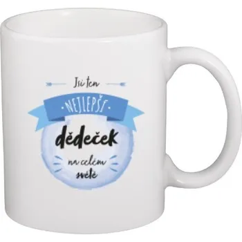 Pánské tričko Hrnek malý bílý s potiskem Nejlepší dědeček na světě