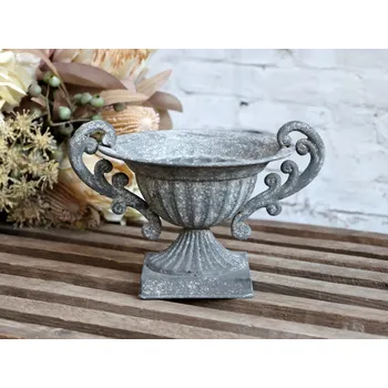 Dekorační plechová miska na noze Walter - 21*16*12cm