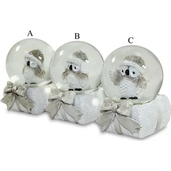 Vánoční dekorace Sněžítko - Sova C 8,5 x 6,5 x 7 cm