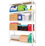 Kovový bezšroubový regál FUTUR PLUS, 180 x 120 x 45 cm, 200 kg / pol., 5 MDF polic, bílá