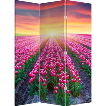 Paraván LuxusniObrazy.cz Paraván - Pole tulipánů se sluncem