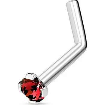 Piercing Zahnutý piercing do nosu 2mm zirkon (červený)