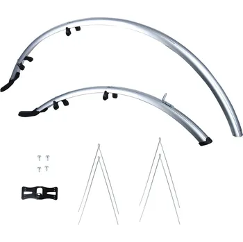 Blatník na kolo Sada blatníků přední/zadní pro použití na kola/pneu 700C, OXFORD (stříbrné, šírka 41 mm, vč. kotevních vzpěr)