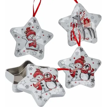 Dárková krabička DITIPO Plechová vánoční krabička ve tvaru hvězdy