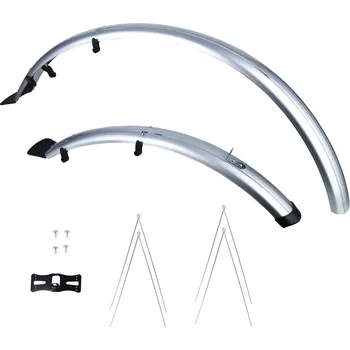 Blatník na kolo Sada blatníků přední/zadní ATP CITY pro použití na 26" kola, OXFORD (stříbrné, šírka 60 mm, vč. kotevních vzpěr)