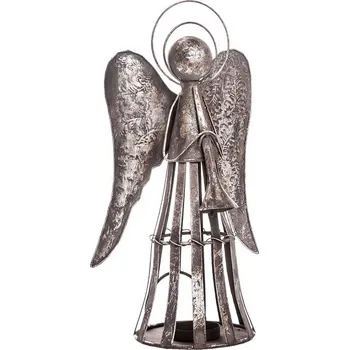 Svícen Decorium Kovový anděl na svíčku s patinou 35 cm