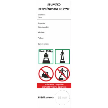Speciální papír Návod k použití Stupátko+kontrola samolepící PVC fólie 30x110 mm