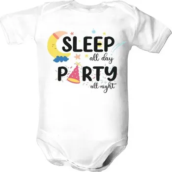 Kojenecký body Dětské body s potiskem Sleep, Party all night dětské