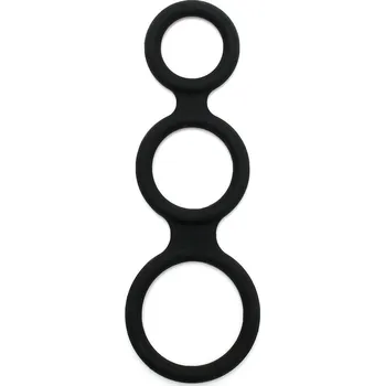 Rimba Latex Play Triple Cock Ring Black