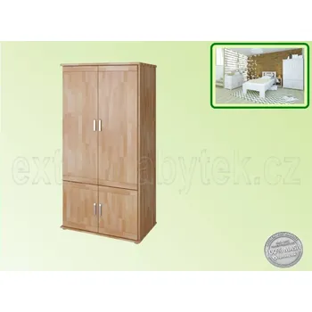 Šatní skříň Skříň Alfa 2D - Praktik BUK Provedení skříně: Policová, Moření: Kaštan