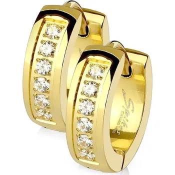 Náušnice Zlacené ocelové náušnice - kroužky se zirkony
