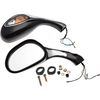 Zrcátko pro motocykl zrcátka zpětná skútr moto s blikači - sada L+P černé