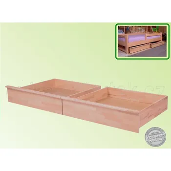 Postel Úložný prostor 1/2 půlený-pár 057 BUK Výška předního čela: V20 cm, Hloubka pod: Hl.90 cm, Moření: Olše