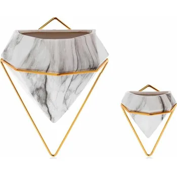 Květináč Nástěnné květináče Semela bílý mramor/zlaté