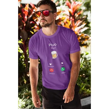 Pánské tričko Pánské tričko Pivo volá Barva: Fialová, Velikost: 4XL