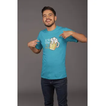 Pánská móda Pánské tričko Šetři vodu. Pij pivo! Barva: Tyrkysová, Velikost: XL