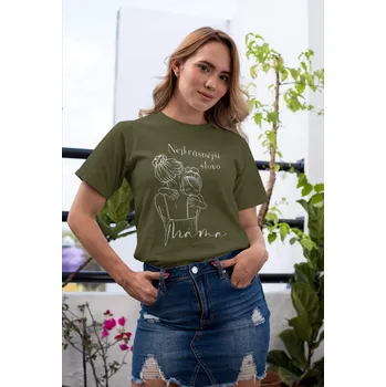 Dámské tričko Dámské tričko Nejkrásnější slovo Barva: Khaki, Velikost: XL