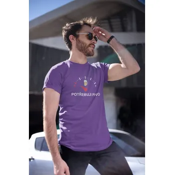 Pánské tričko Potřebuji pivo Barva: Fialová, Velikost: L
