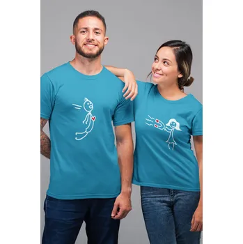 Pánské tričko Trička pro páry Magnet Barva: Tyrkysová, Dámska velikost: XL, Pánska velikost: 2XL