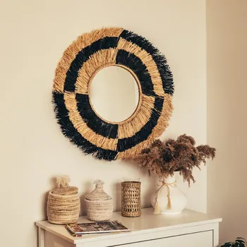 Zrcadlo Krásy Orientu Přírodní boho zrcadlo z mořské trávy Amal