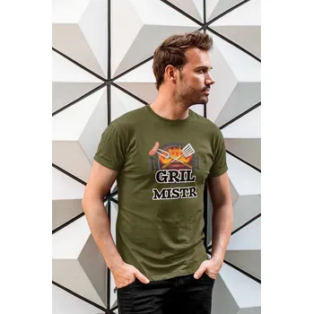 Pánské tričko Gril mistr Barva: Khaki, Velikost: M