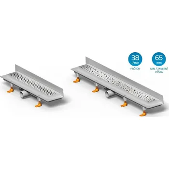 Podlahový linear. žlab ke stěně 350 mm bez mřížky, L=350mm, L1=415mm