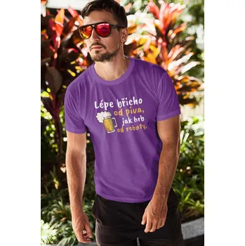 Pánské tričko Lépe břicho od piva Barva: Fialová, Velikost: S