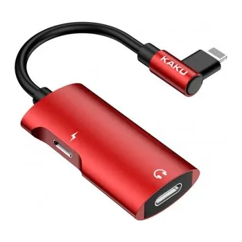 Video redukce KAKU | KAKU KSC-377 4in1 adaptér lightning / 3.5mm mini jack, červený
