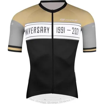 cyklistický dres Force dres ANNIVERSARY krátký rukáv (černá/zlatá)
