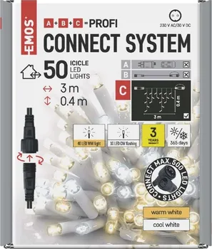 Vánoční osvětlení EMOS D2CN02 řetěz 50 LED teplá/studená bílá