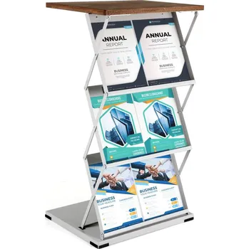 Stříbrný skládací stolek 6xA4 - hnědá deska - Poslední kus