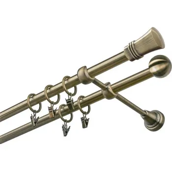 Garnýž kovová 240 cm dvouřadá - dvojitá 19 Capri mosaz