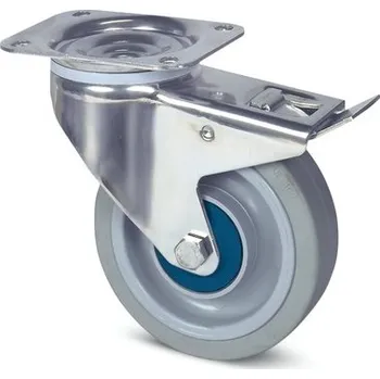 Pojezdové kolečko TENTE KOLEČKA Kolečko nerezové pro transportní zařízení 125mm, s brzdou, plotýnka, 8477UFX125P62